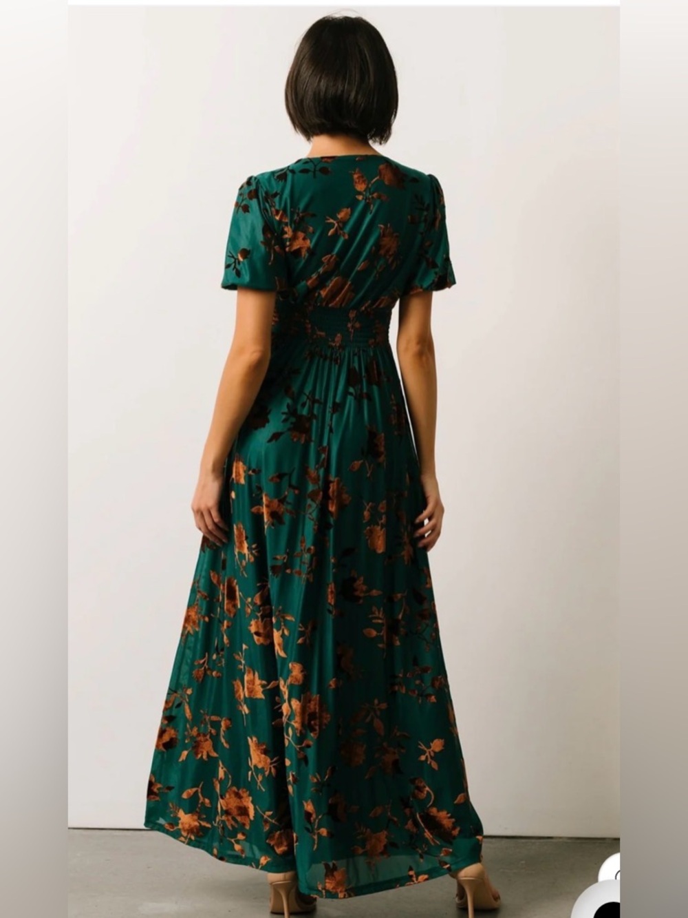 BNWT Baltic Born Leslie velvet maxi dress in jade and bronze size 1X - Picture 4 of 12